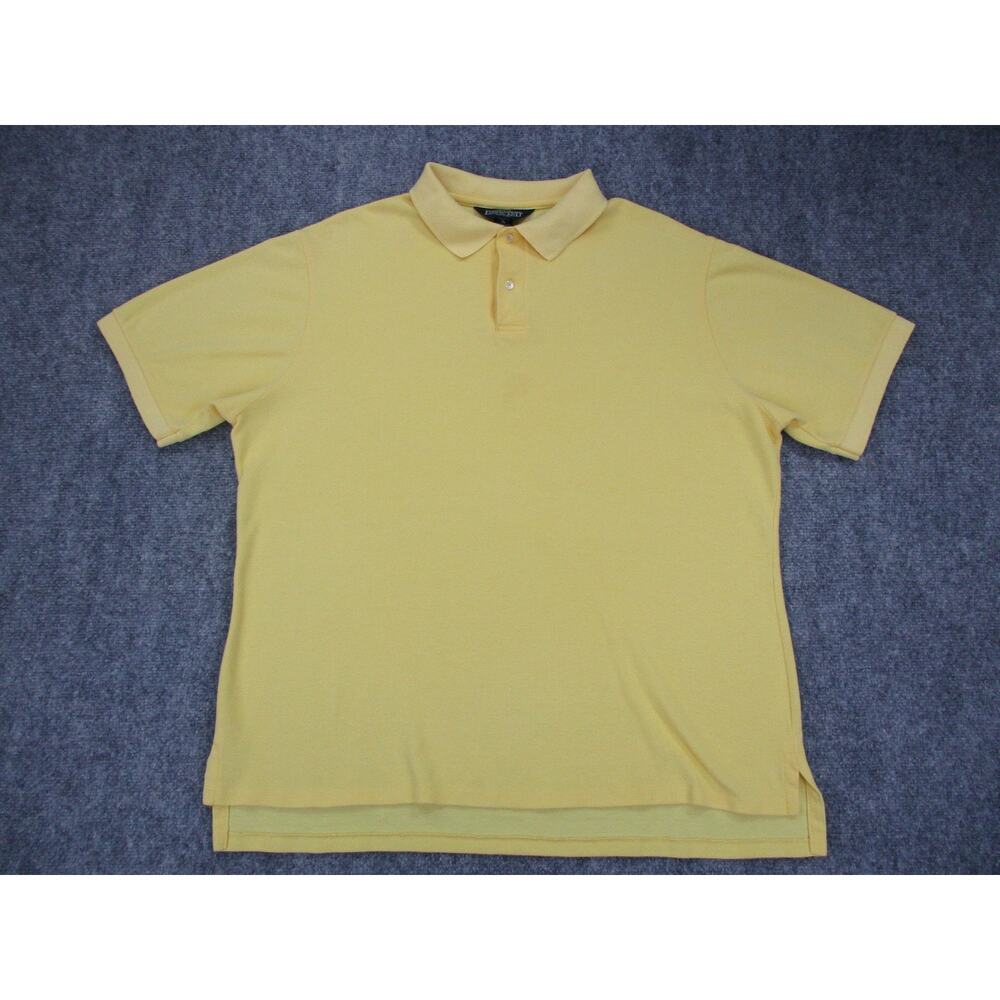 Lands End Shirt Mens XL Yellow Pique Polo Short Sleeve Vintage Made in USA 90s